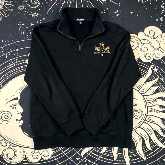 True Religion Other - True Religion Sweatshirt Men's M Black Cotton Fleece Lined Gym & Training Preppy